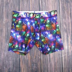 American Eagle NEW Mens Medium Boxer Briefs Blue Holiday Xmas Lights
